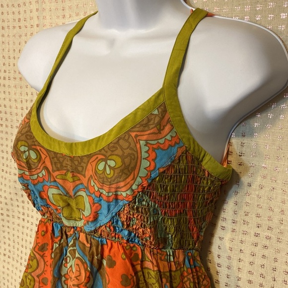 Moulinette Soeurs From Anthropologie 100% Silk Dress Racer Back - Picture 3 of 11